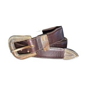 1995 Vintage Onyx Chocolate Brown Leather Men’s Belt Size‎ 40